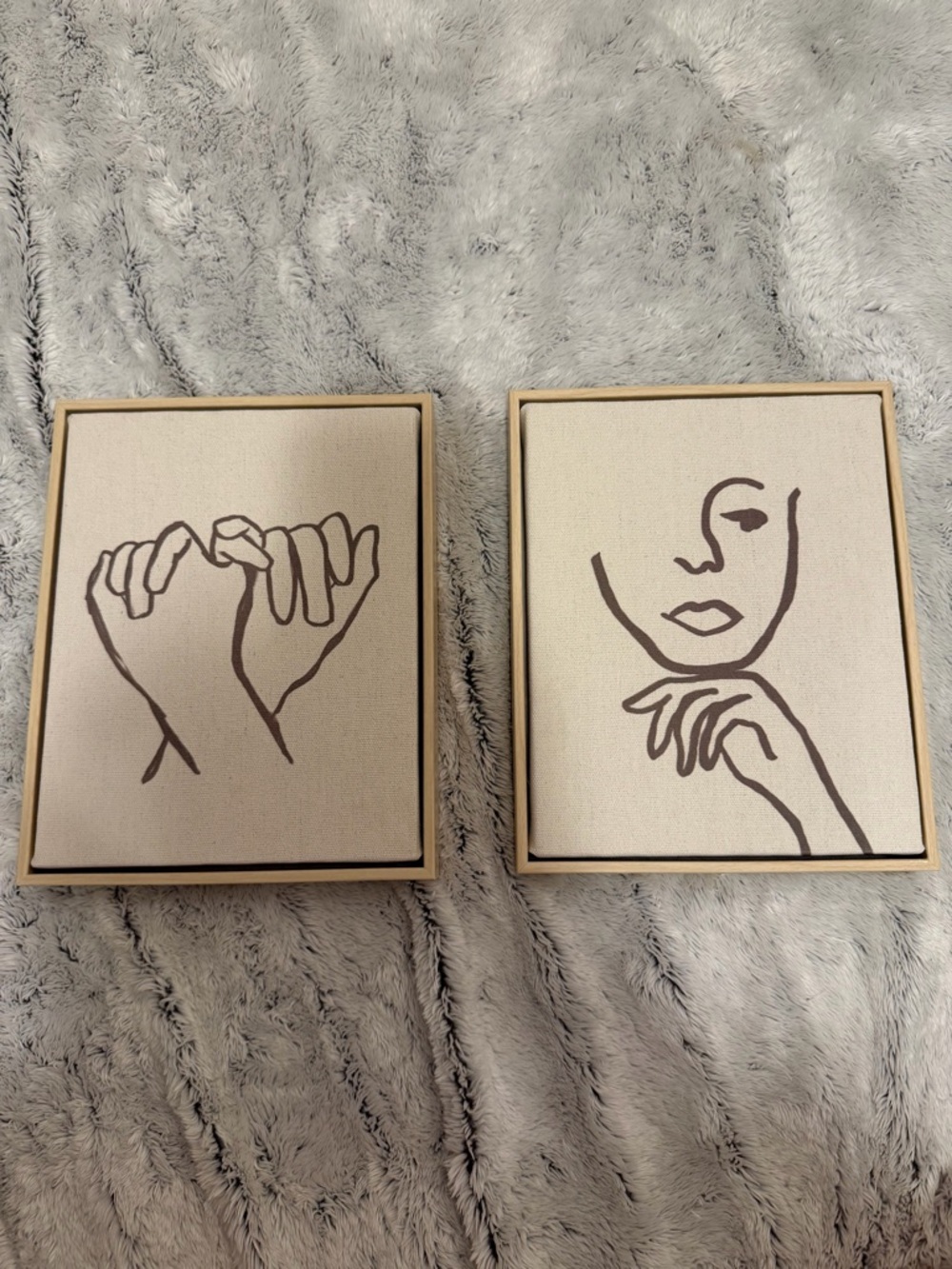 Threshold Minimalist Line Art Pair in Beige and Brown